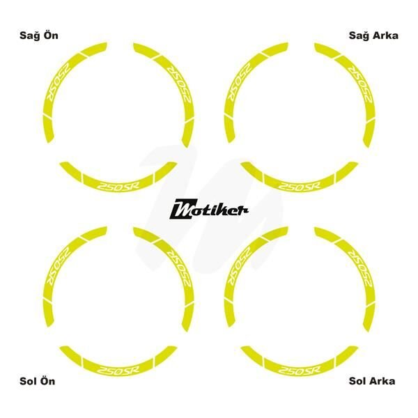 CFMOTO 250SR İÇ DIŞ JANT STİCKER ETİKET MODELİ NEON SARI (YEŞİL)