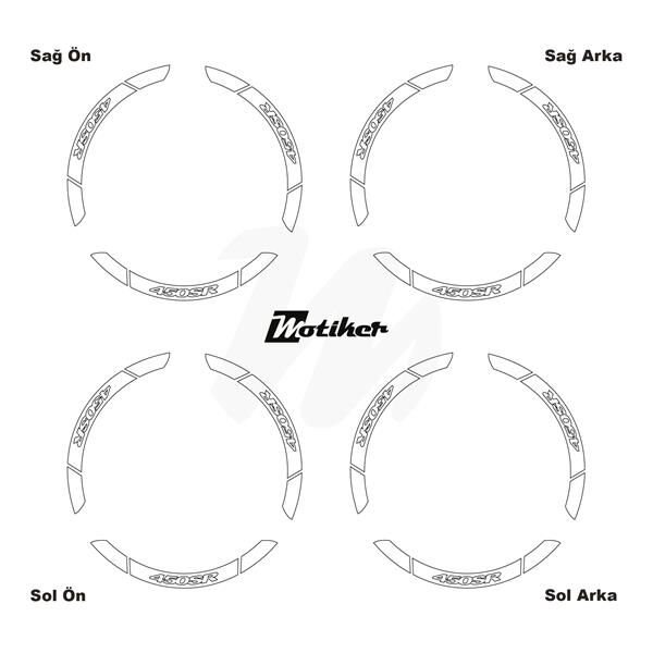 CFMOTO 450SR İÇ DIŞ JANT STİCKER ETİKET MODELİ BEYAZ