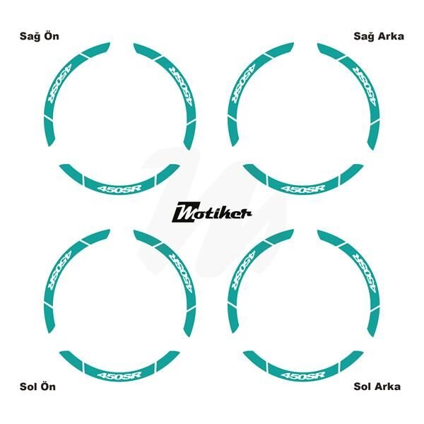 CFMOTO 450SR İÇ DIŞ JANT STİCKER ETİKET MODELİ TURKUAZ