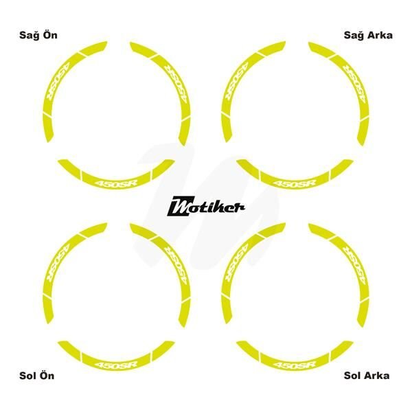 CFMOTO 450SR İÇ DIŞ JANT STİCKER ETİKET MODELİ NEON SARI (YEŞİL)