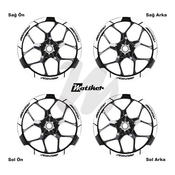 BAJAJ RS200 İÇ DIŞ JANT STİCKER ETİKET MODELİ BEYAZ