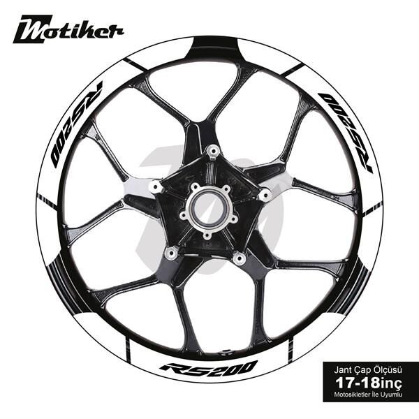 BAJAJ RS200 İÇ DIŞ JANT STİCKER ETİKET MODELİ BEYAZ