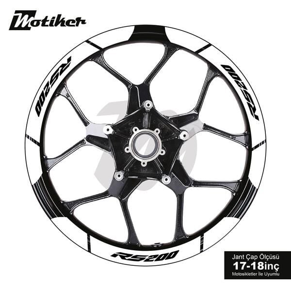 BAJAJ RS200 İÇ DIŞ JANT STİCKER ETİKET MODELİ BEYAZ