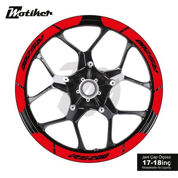 BAJAJ RS200 İÇ DIŞ JANT STİCKER ETİKET MODELİ KIRMIZI