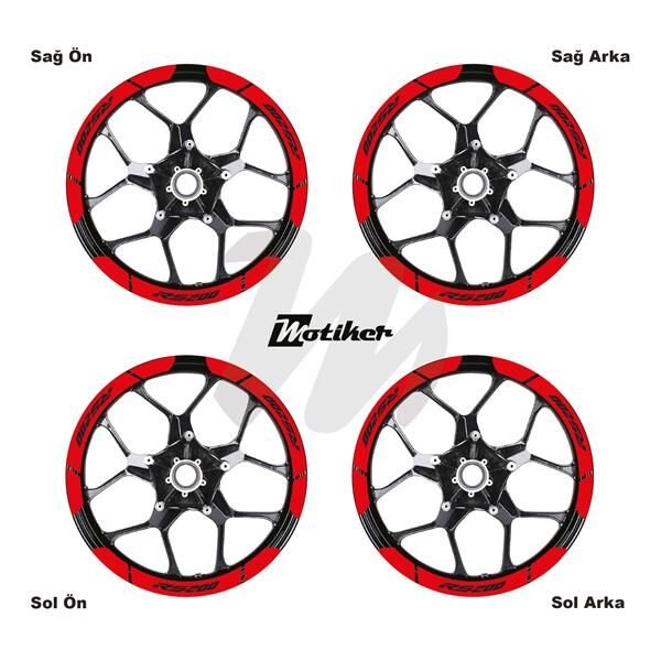 BAJAJ RS200 İÇ DIŞ JANT STİCKER ETİKET MODELİ KIRMIZI