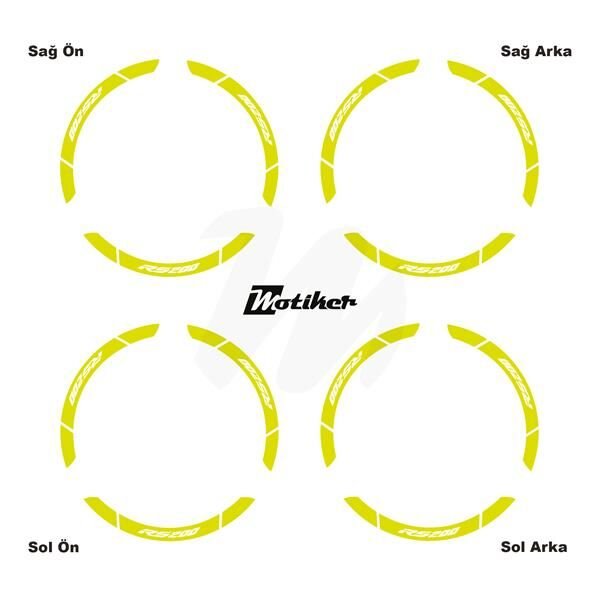 BAJAJ RS200 İÇ DIŞ JANT STİCKER ETİKET MODELİ NEON SARI (YEŞİL)