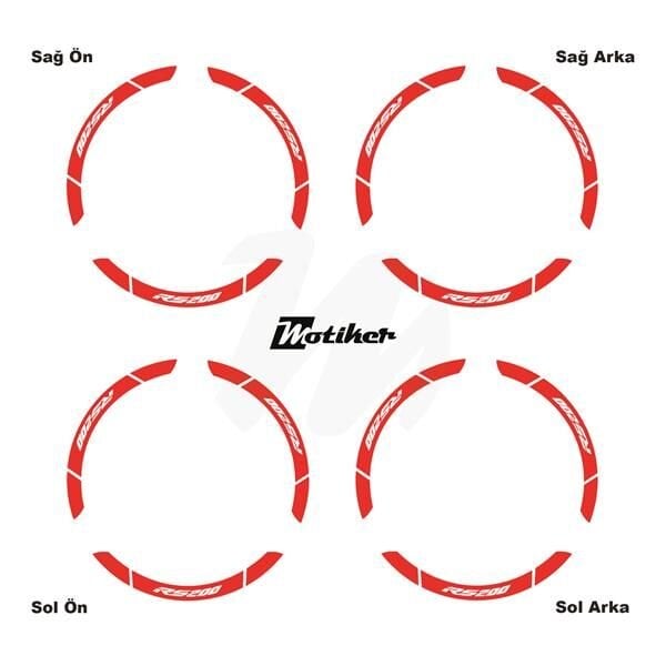 BAJAJ RS200 İÇ DIŞ JANT STİCKER ETİKET MODELİ NEON TURUNCU