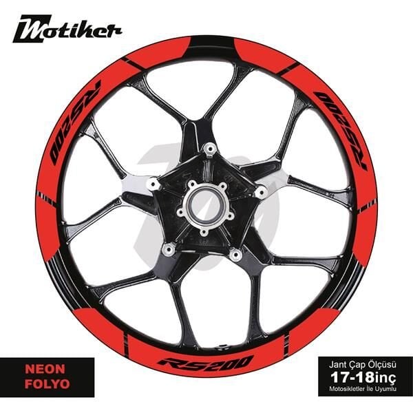 BAJAJ RS200 İÇ DIŞ JANT STİCKER ETİKET MODELİ NEON TURUNCU