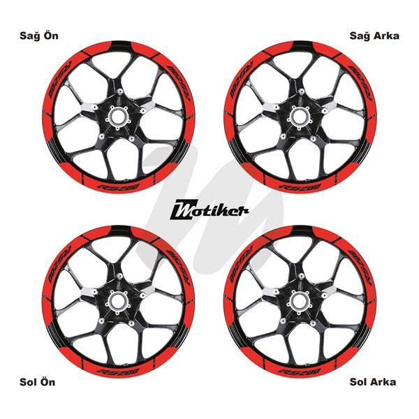 BAJAJ RS200 İÇ DIŞ JANT STİCKER ETİKET MODELİ NEON TURUNCU