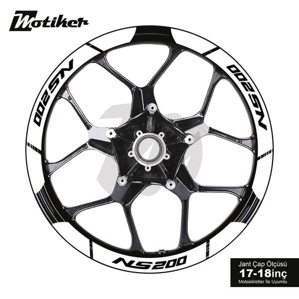 BAJAJ NS200 İÇ DIŞ JANT STİCKER ETİKET MODELİ BEYAZ