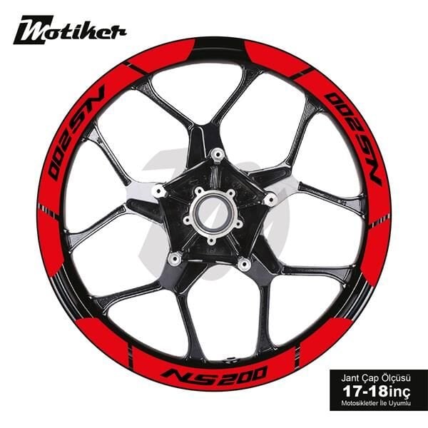BAJAJ NS200 İÇ DIŞ JANT STİCKER ETİKET MODELİ KIRMIZI