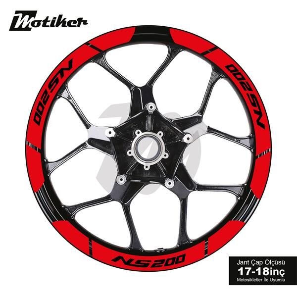 BAJAJ NS200 İÇ DIŞ JANT STİCKER ETİKET MODELİ KIRMIZI