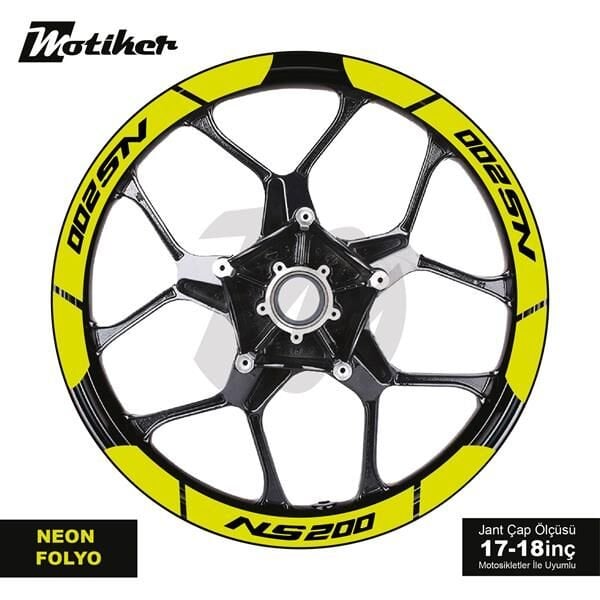 BAJAJ NS200 İÇ DIŞ JANT STİCKER ETİKET MODELİ NEON SARI (YEŞİL)