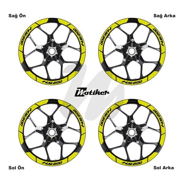 BAJAJ NS200 İÇ DIŞ JANT STİCKER ETİKET MODELİ NEON SARI (YEŞİL)