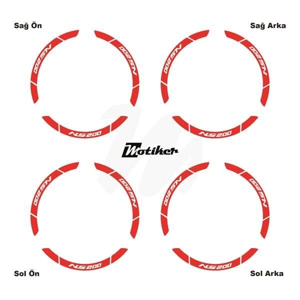 BAJAJ NS200 İÇ DIŞ JANT STİCKER ETİKET MODELİ NEON TURUNCU