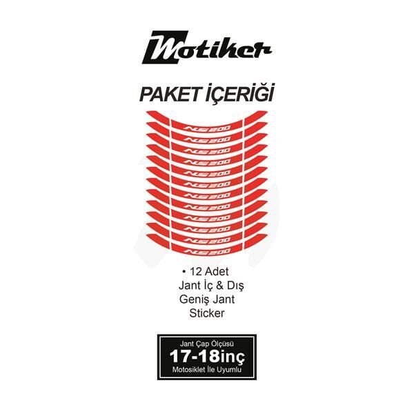 BAJAJ NS200 İÇ DIŞ JANT STİCKER ETİKET MODELİ NEON TURUNCU