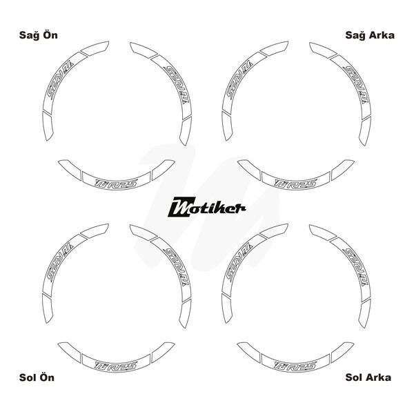 YAMAHA YZF-R25 İÇ DIŞ JANT STİCKER ETİKET MODELİ BEYAZ