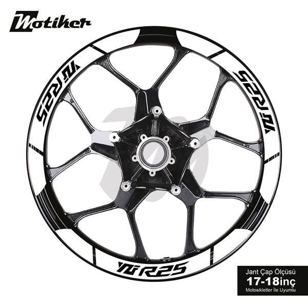 YAMAHA YZF-R25 İÇ DIŞ JANT STİCKER ETİKET MODELİ BEYAZ