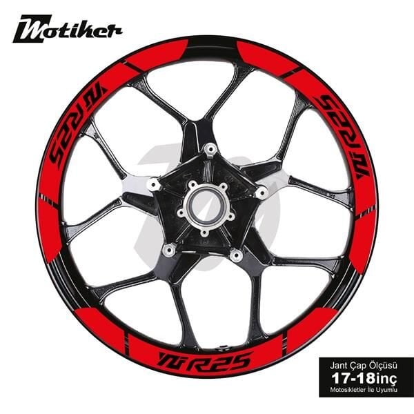 YAMAHA YZF-R25 İÇ DIŞ JANT STİCKER ETİKET MODELİ KIRMIZI