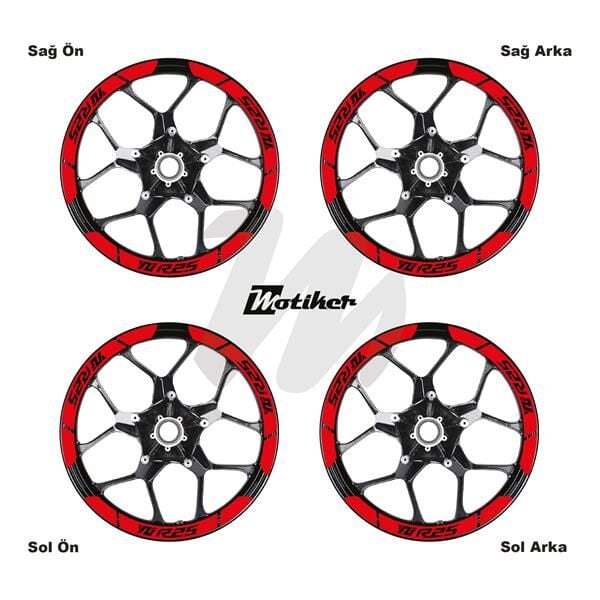 YAMAHA YZF-R25 İÇ DIŞ JANT STİCKER ETİKET MODELİ KIRMIZI