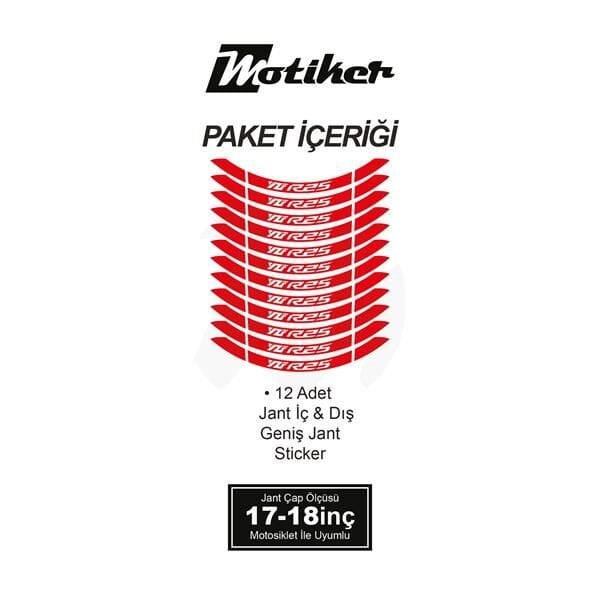 YAMAHA YZF-R25 İÇ DIŞ JANT STİCKER ETİKET MODELİ KIRMIZI