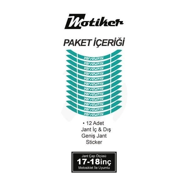 YAMAHA YZF-R25 İÇ DIŞ JANT STİCKER ETİKET MODELİ TURKUAZ