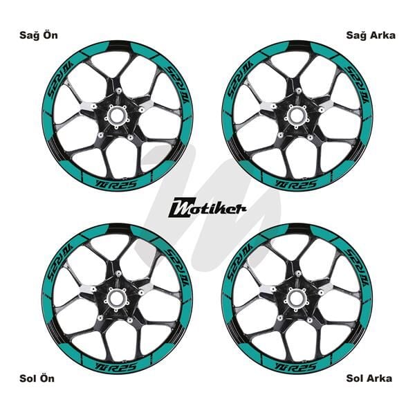 YAMAHA YZF-R25 İÇ DIŞ JANT STİCKER ETİKET MODELİ TURKUAZ