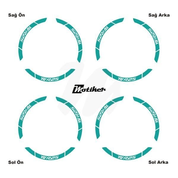 YAMAHA YZF-R25 İÇ DIŞ JANT STİCKER ETİKET MODELİ TURKUAZ