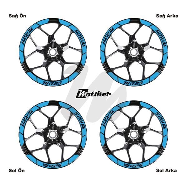 YAMAHA YZF-R25 İÇ DIŞ JANT STİCKER ETİKET MODELİ AÇIK MAVİ