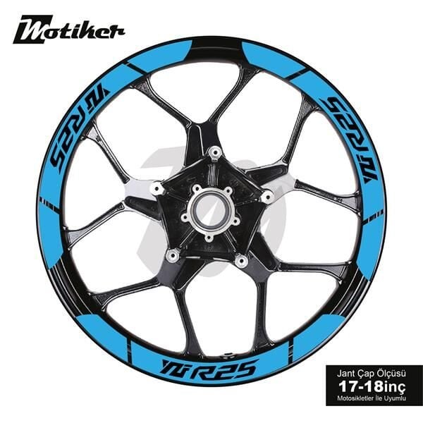 YAMAHA YZF-R25 İÇ DIŞ JANT STİCKER ETİKET MODELİ AÇIK MAVİ