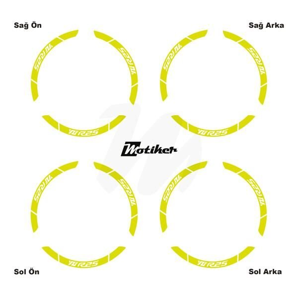 YAMAHA YZF-R25 İÇ DIŞ JANT STİCKER ETİKET MODELİ NEON SARI (YEŞİL)