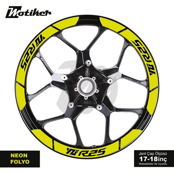 YAMAHA YZF-R25 İÇ DIŞ JANT STİCKER ETİKET MODELİ NEON SARI (YEŞİL)