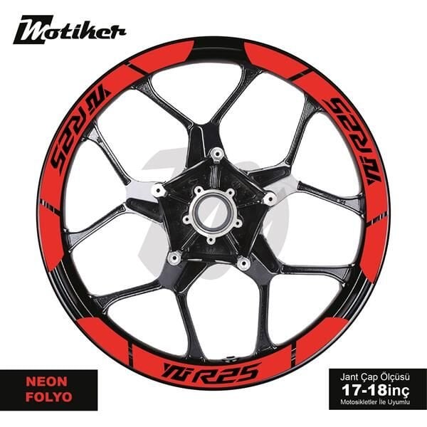 YAMAHA YZF-R25 İÇ DIŞ JANT STİCKER ETİKET MODELİ NEON TURUNCU