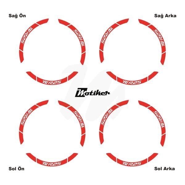 YAMAHA YZF-R25 İÇ DIŞ JANT STİCKER ETİKET MODELİ NEON TURUNCU