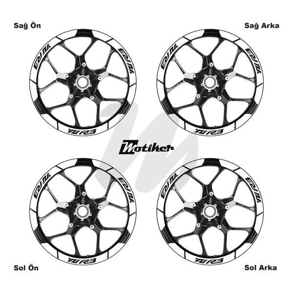 YAMAHA YZF-R3 İÇ DIŞ JANT STİCKER ETİKET MODELİ BEYAZ