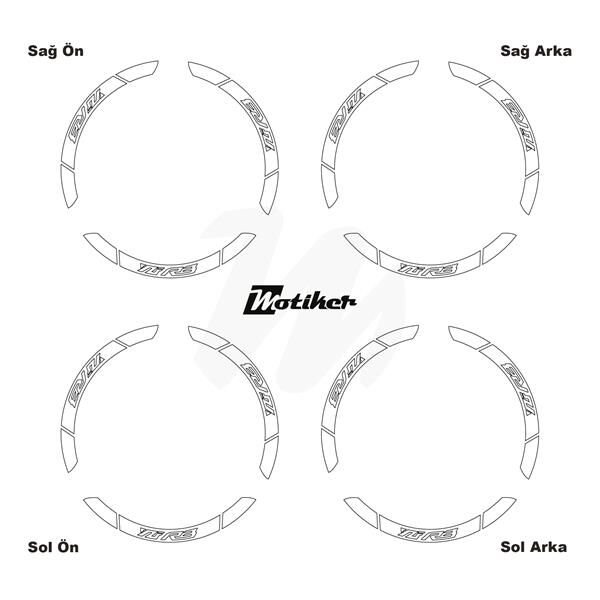 YAMAHA YZF-R3 İÇ DIŞ JANT STİCKER ETİKET MODELİ BEYAZ