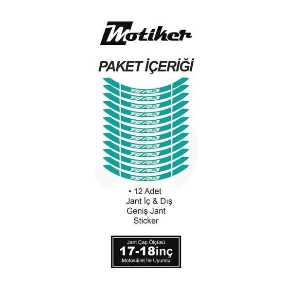 YAMAHA YZF-R3 İÇ DIŞ JANT STİCKER ETİKET MODELİ TURKUAZ