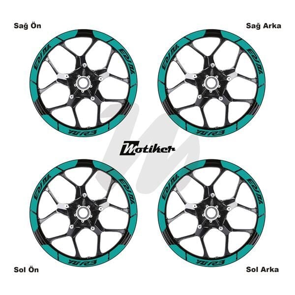 YAMAHA YZF-R3 İÇ DIŞ JANT STİCKER ETİKET MODELİ TURKUAZ