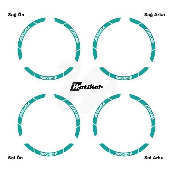 YAMAHA YZF-R3 İÇ DIŞ JANT STİCKER ETİKET MODELİ TURKUAZ