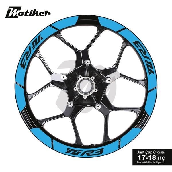 YAMAHA YZF-R3 İÇ DIŞ JANT STİCKER ETİKET MODELİ AÇIK MAVİ