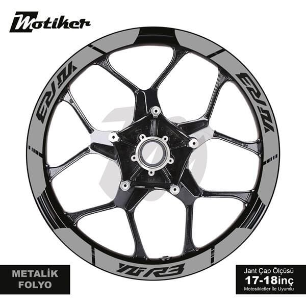 YAMAHA YZF-R3 İÇ DIŞ JANT STİCKER ETİKET MODELİ METALİK GRİ