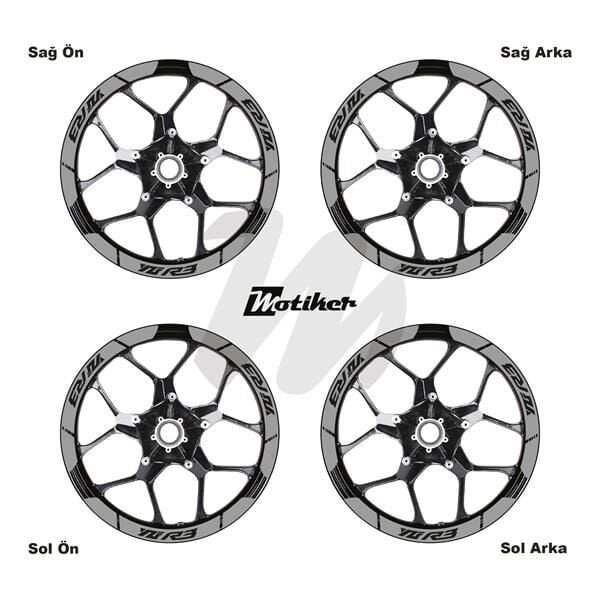 YAMAHA YZF-R3 İÇ DIŞ JANT STİCKER ETİKET MODELİ METALİK GRİ