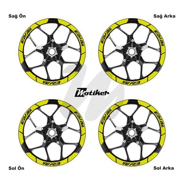 YAMAHA YZF-R3 İÇ DIŞ JANT STİCKER ETİKET MODELİ NEON SARI (YEŞİL)