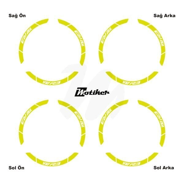 YAMAHA YZF-R3 İÇ DIŞ JANT STİCKER ETİKET MODELİ NEON SARI (YEŞİL)