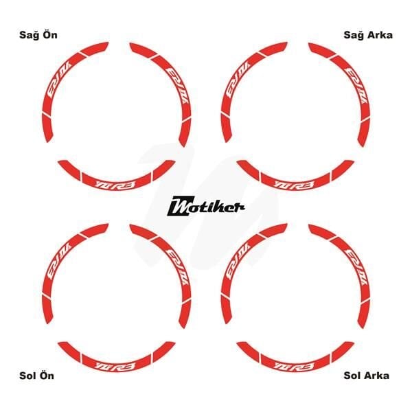 YAMAHA YZF-R3 İÇ DIŞ JANT STİCKER ETİKET MODELİ NEON TURUNCU