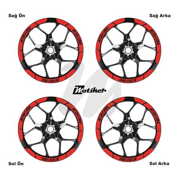 YAMAHA YZF-R3 İÇ DIŞ JANT STİCKER ETİKET MODELİ NEON TURUNCU