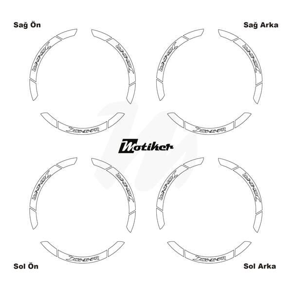 BAJAJ DOMINAR İÇ DIŞ JANTSTİCKER ETİKET MODELİ BEYAZ