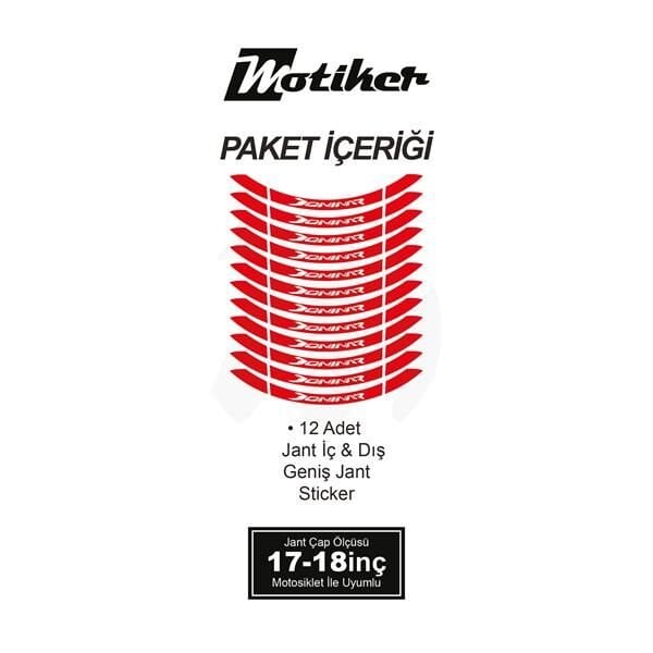 BAJAJ DOMINAR İÇ DIŞ JANTSTİCKER ETİKET MODELİ KIRMIZI