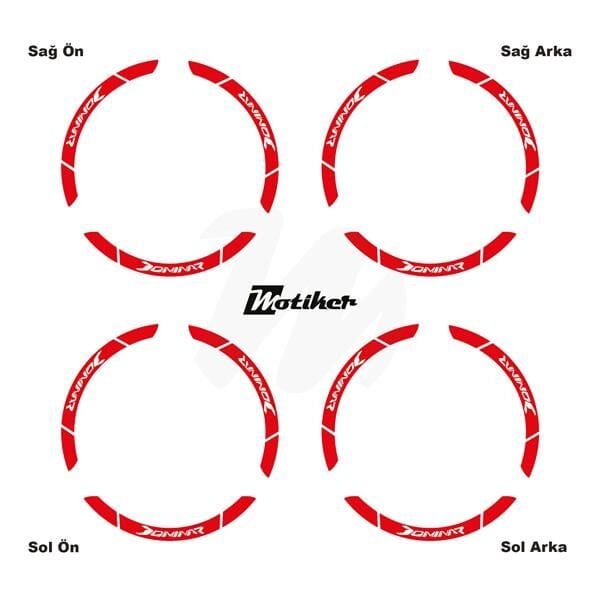 BAJAJ DOMINAR İÇ DIŞ JANTSTİCKER ETİKET MODELİ KIRMIZI