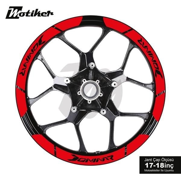 BAJAJ DOMINAR İÇ DIŞ JANTSTİCKER ETİKET MODELİ KIRMIZI